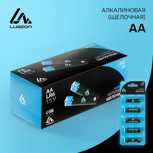 Батарейка алкалиновая (щелочная) LuazON, AA, LR6-5BL, отрывной блистер, 5 шт батарейка алкалиновая щелочная luazon aaa lr03 5bl отрывной блистер 5 шт