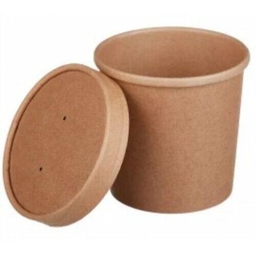 Контейнер картонный 300мл d-100мм h-65мм крафт с картонной крышкой уп/30шт