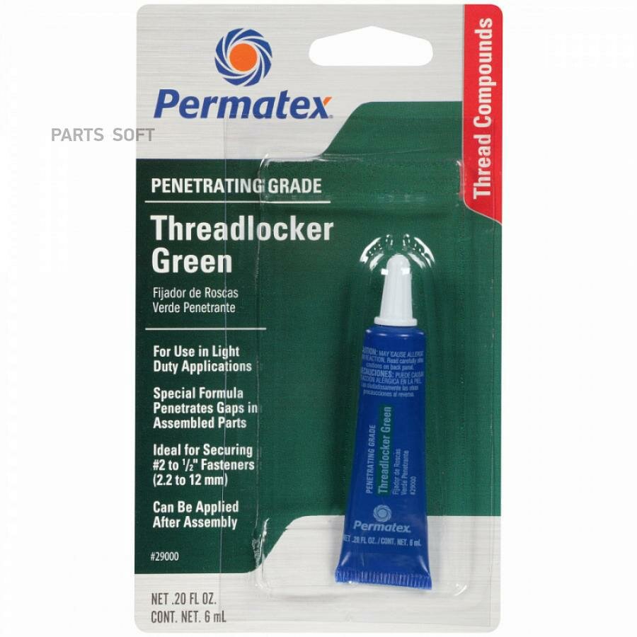 PERMATEX 29000 Фиксатор резьбы проникающий зеленый 6 мл Permatex 29000