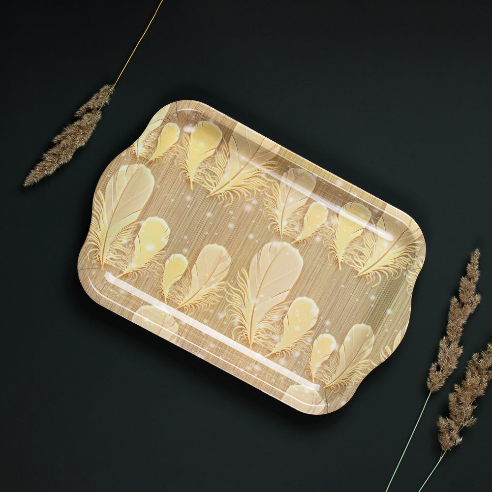 фото Набор из 2 Подносов прямоугольных "Перья", 39,5х26х2,5см, 2 дизайна