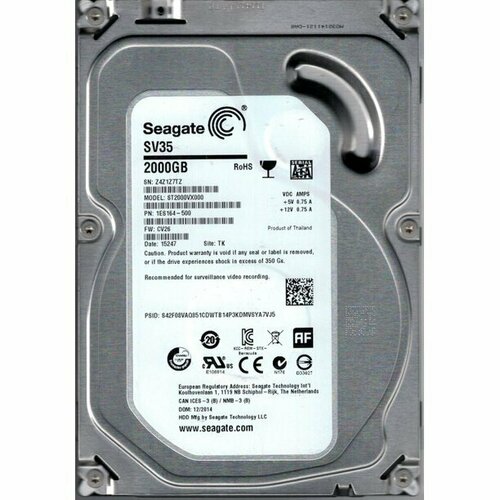 Жесткий диск Seagate SV35 2TB SATA 35 6Gbs 7200rpm 64Mb 1ES164-500 712400₽