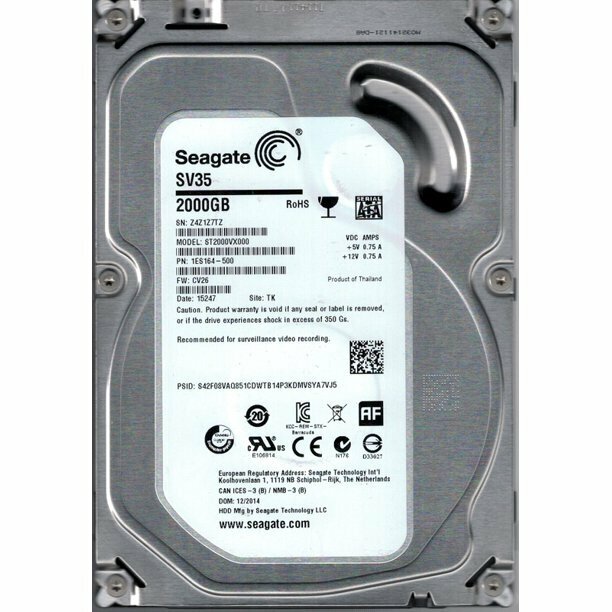 Жесткий диск Seagate SV35 2TB SATA 3.5" 6Gb/s 7200rpm 64Mb 1ES164-500