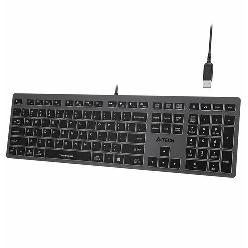 Клавиатура A4Tech Fstyler FX60H серыйбелый USB slim Multimedia LED FX60H GREYWHITE 436900₽