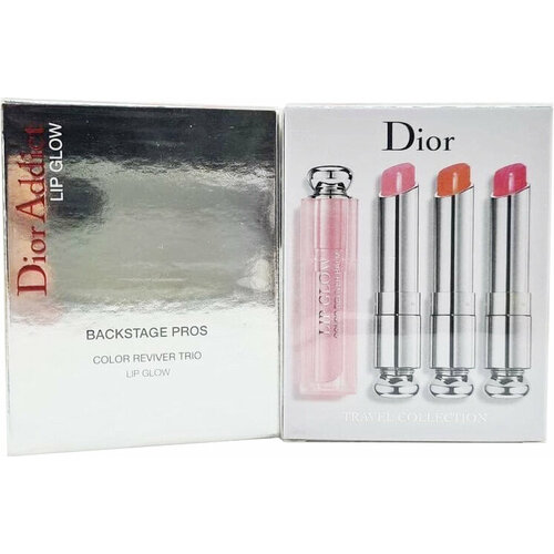 бальзам для губ dior addict lip glow 3 2 гр Подарочный набор помад бальзамов для губ DIOR Addict Backstage Pros Lip Glow - Color Reviver Trio (3шт)