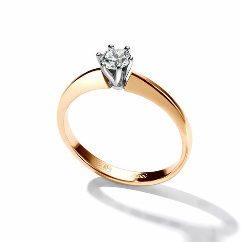 фото Кольцо помолвочное белый бриллиант кольцо, красное золото, 585 проба, бриллиант, размер 17, красный