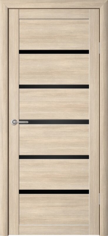 Межкомнатная дверь (комплект) Albero Вена Эко-Шпон / Лиственница мокко / Черное стекло 70х200