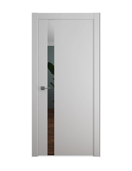 Межкомнатная дверь (дверное полотно) Albero Геометрия-5 покрытие Эмаль / ПО Серая Зеркало 80х200