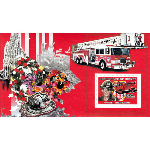 Почтовые марки Гвинея 2006г. Пожарные машины Нью-Йорка Автомобили, Пожарные MNH