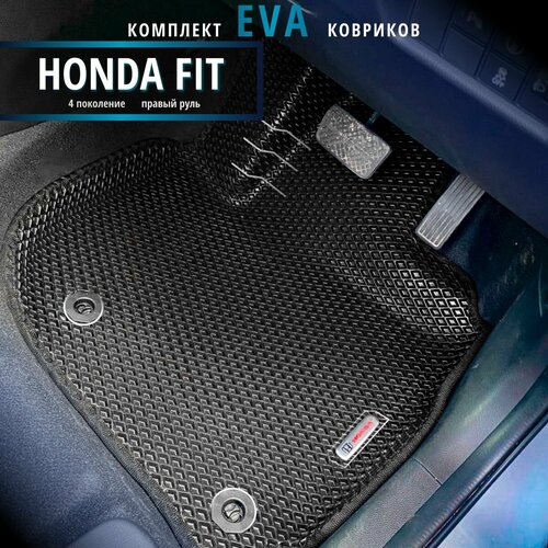 Автомобильные коврики Eva 3D для Honda Fit 4-е поколение Прав рчерные с черным кантомEvaLuxeNSK 3500₽