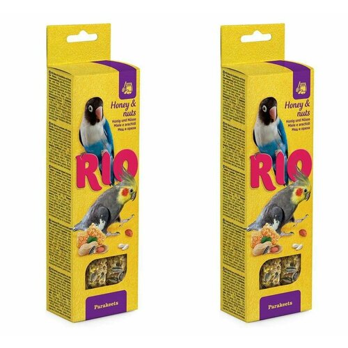 RIO Лакомство для канареек Палочки с Медом и полезными семенами, 2 шт по 40 г, 2 уп