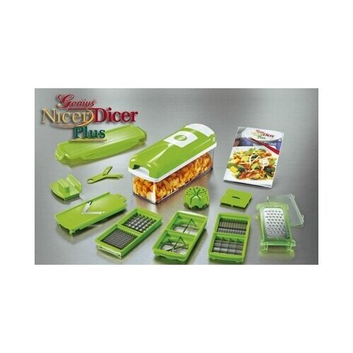 Терка-овощерезка NICER DICER с контейнером и сменными насадками, 8 ножей, 2шт