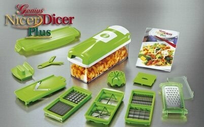 Терка-овощерезка NICER DICER с контейнером и сменными насадками 8 ножей 2шт