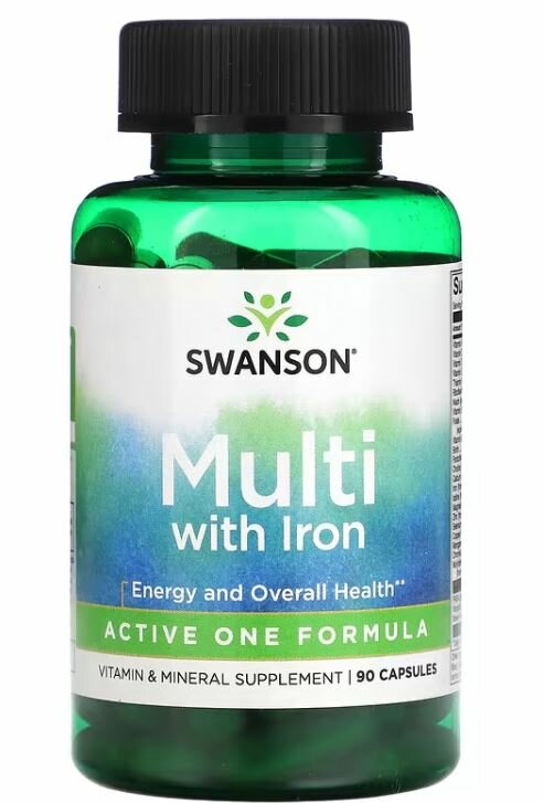 Swanson Multi Plus Energy (With Iron) Мультивитамины с железом 90 капсул (Swanson)