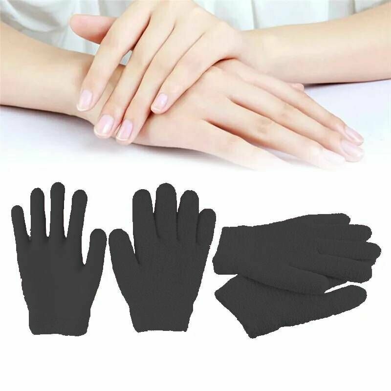 Косметические увлажняющие спа-перчатки гелевые многоразовые, цвет черный