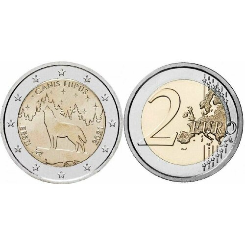 Эстония 2 евро, 2021 Эстонский Волк