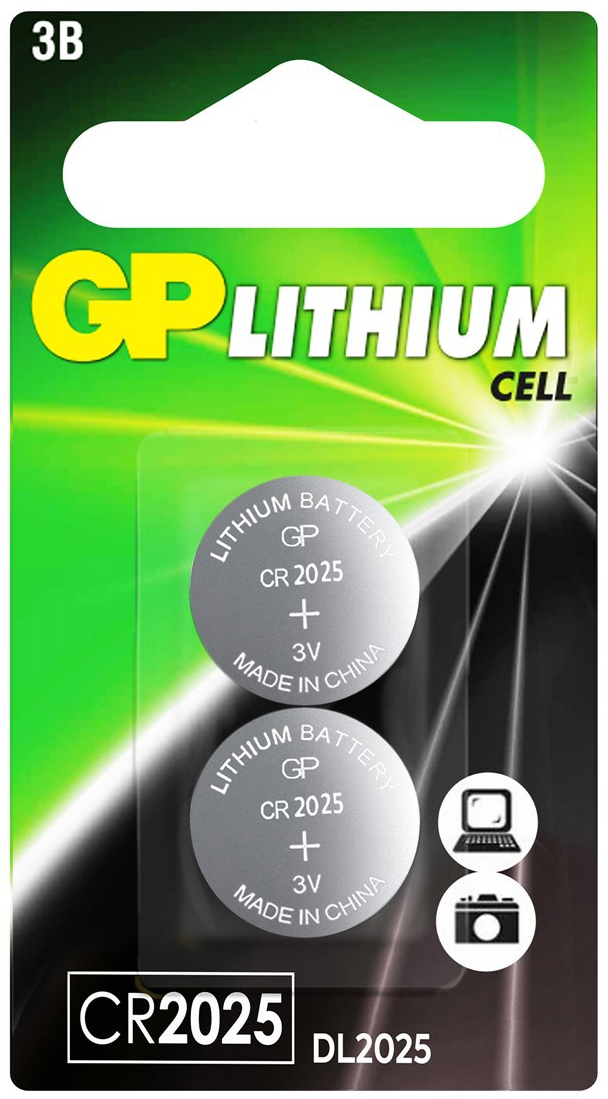 Батарейки GP CR2025 BL2 Lithium, 2 шт