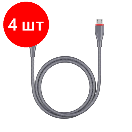 Комплект 4 штук, Кабель Deppa Ceramic USB - micro USB, 1м, серый комплект 3 штук кабель deppa ceramic usb usb c 1м красный