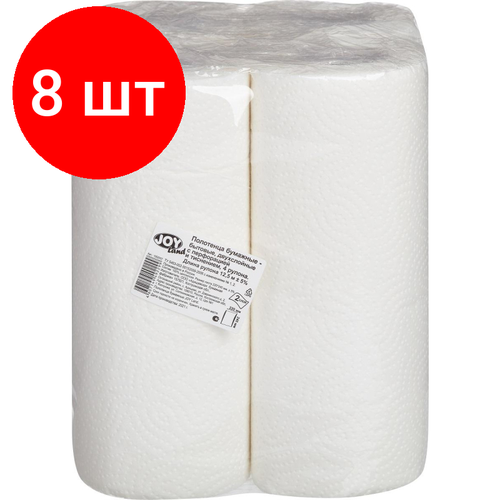 полотенца бумажные luscan economy 2 слойные белые 2 рулона по 17 метров 1114734 Комплект 8 упаковок, Полотенца бумажные JOY LAND 2-сл, цел с тиснением 4рул/уп