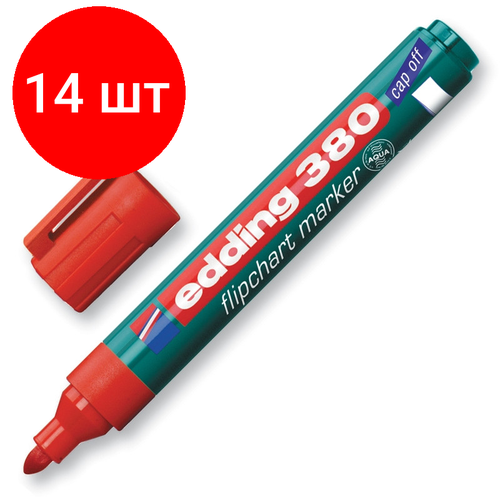 Комплект 14 штук, Маркер для флипчартов по бумаге EDDING E-380/2 красный маркер для флипчартов edding e 380 2 красный толщина линии 2 2 мм