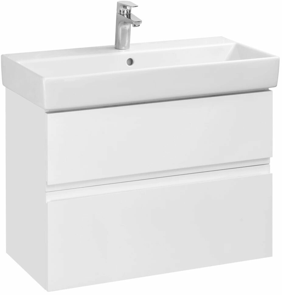 фото Тумба с раковиной белый глянец 80 см Roca Oleta A857640806 + 3274C500Y