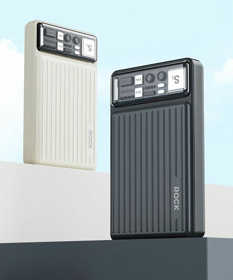 Внешний аккумулятор ROCK P92 PD20W Travel Series Power Bank With Cable 10000mAh белый — фото 1