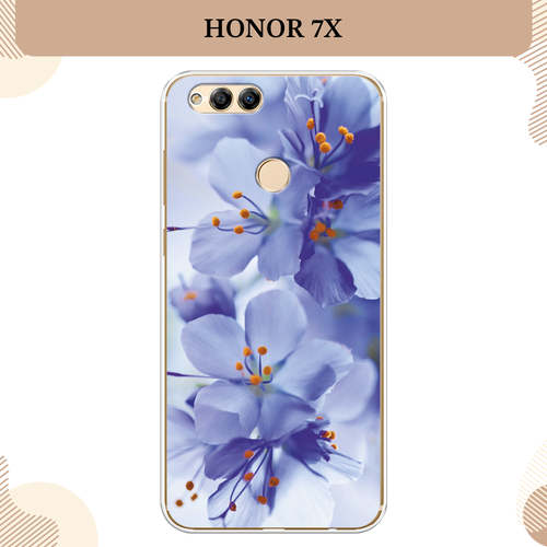 Силиконовый чехол Фиолетовые цветки на Honor 7X 2017 / Хонор 7Х 2017 силиконовый чехол девочка весна на honor 7x 2017 хонор 7х 2017