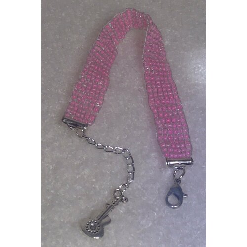 фото Плетеный браслет розовое облачко, бисер, 1 шт., размер 18 см, размер one size, розовый fsb1