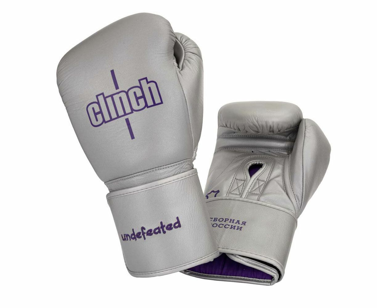 C161RT Перчатки боксерские Clinch Undefeated Russian Team серебристые - Clinch - Серебристый - 14 oz