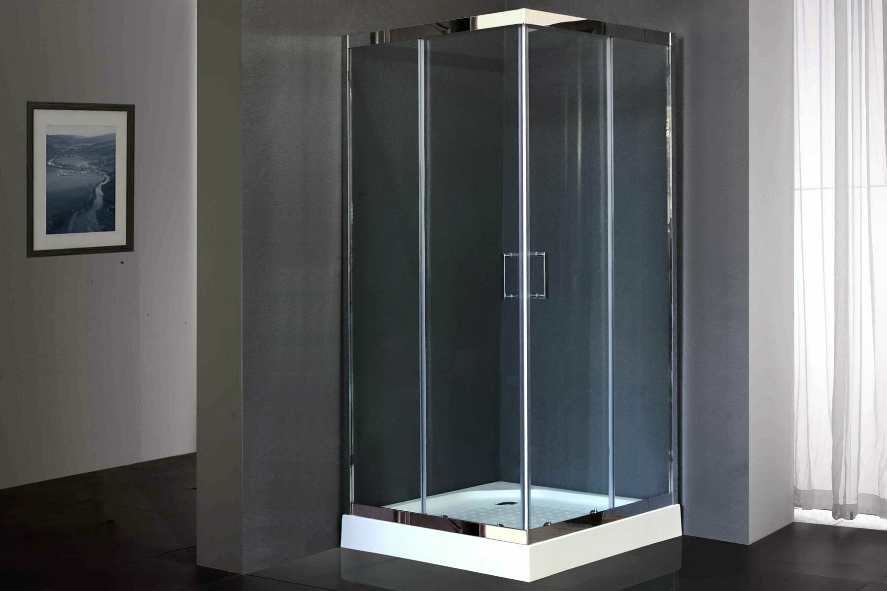 Душевой уголок 90х90х185 Royal Bath стекло прозрачное профиль серебристый
