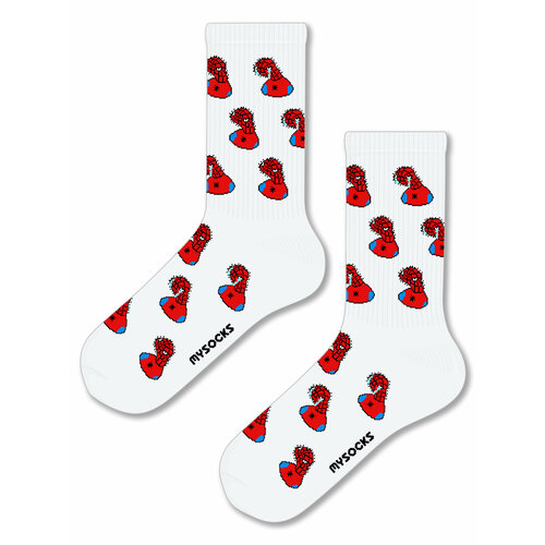 Носки MySocks, размер 36-43, белый носки мужские носки женские носки унисекс новогодние с сантой и оленем р 37 43