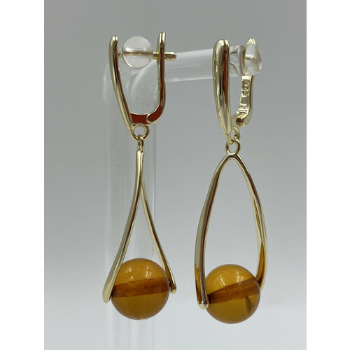 Серьги с подвесками AMBER Land, янтарь прессованный