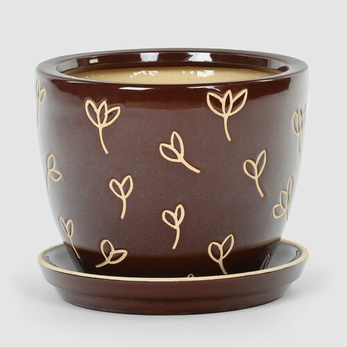 Горшок для цветов с поддоном Viet Thanh Флор коричневый d16 кашпо для цветов 1187₽