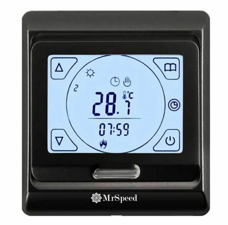 фото Терморегулятор/термостат для теплого пола сенсорный MrSpeed TT-716 / Цвет : Черный