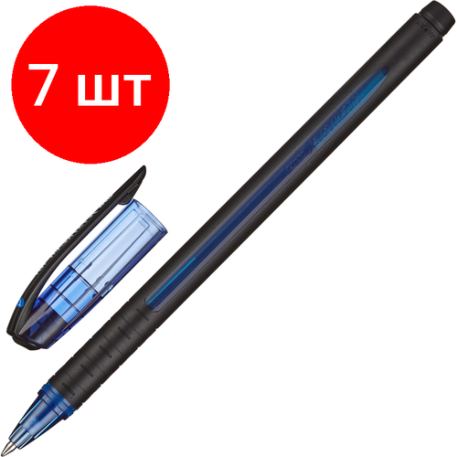 Комплект 7 штук, Ручка шариковая неавтомат. Uni Jetstream SX-101-07 син,0.7, масл, манж uni mitsubishi pencil ручка шариковая jetstream 0 7 мм sx 101fl 07 синий цвет чернил 1 шт