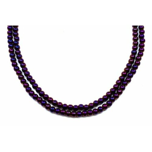 Бусина круглая стеклянная 2-2,5мм, цвет фиолетовый, непрозрачная, 525-033, 1 нить (около 170 бусин)