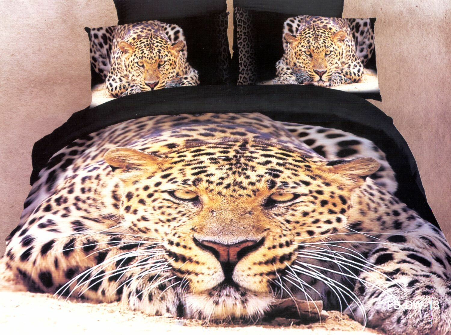 DOMITEX : Комплект постельное белье домитекс сатин цветной Люкс фотопечать Леопард 1,5 спальный, наволочки 70х70см