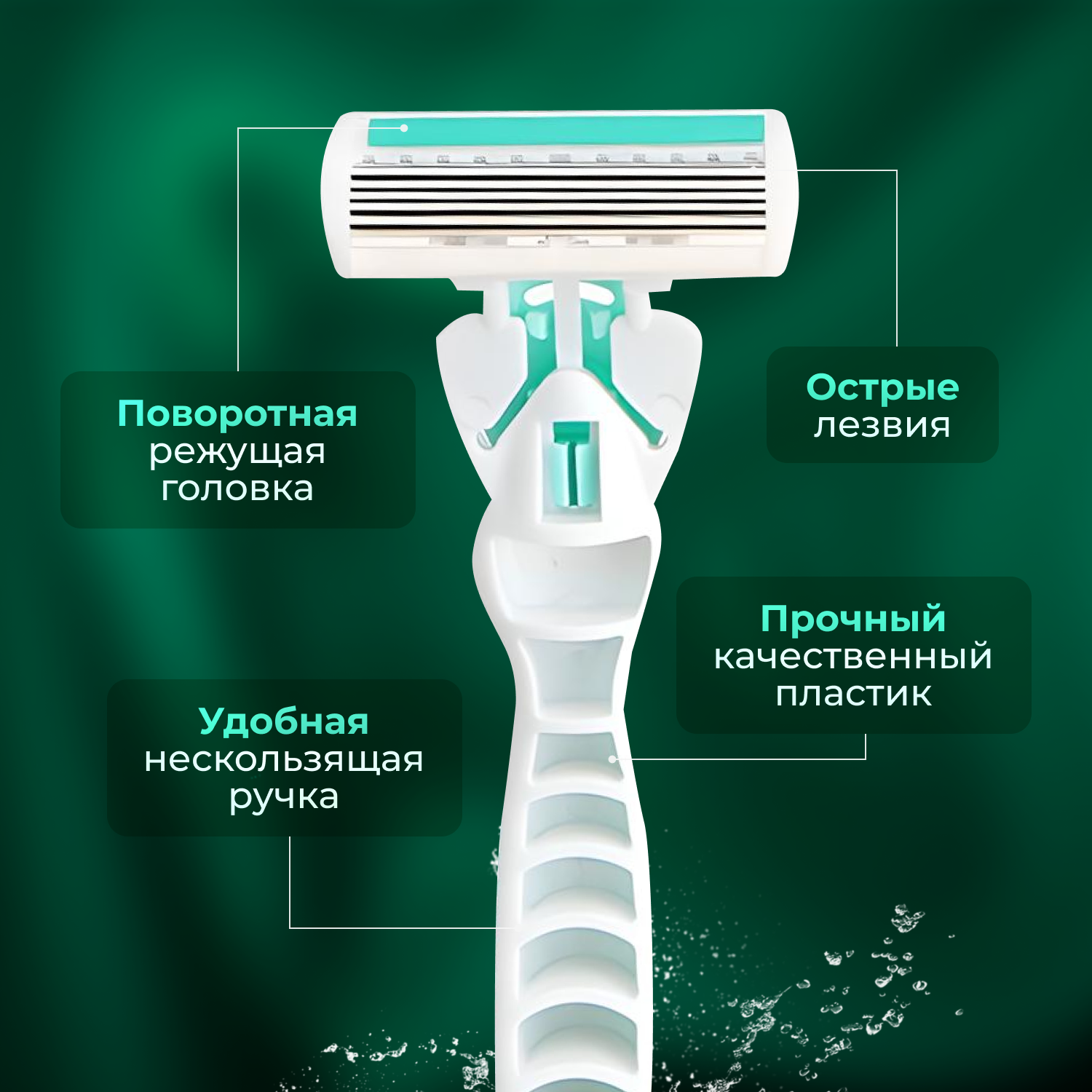 Изображение Бритва женская с 6 лезвиями, 4 сменными кассетами и дорожной упаковкой