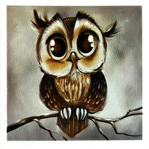 Алмазная мозаика 20*20см совёнок. Поп-арт детская без подрамника, частичная выкладка