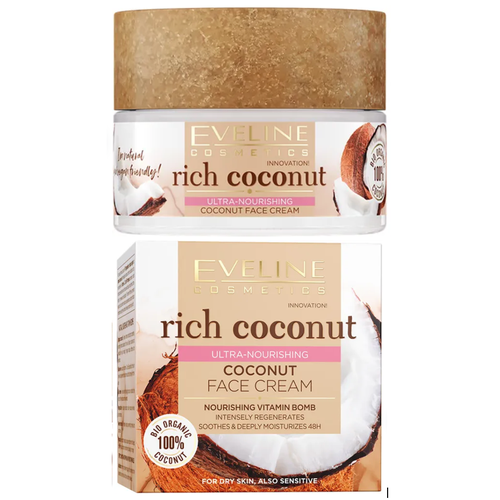 Эвелин / Eveline Rich Coconut - Крем кокосовый для сухой и чувствительной кожи лица 50 мл