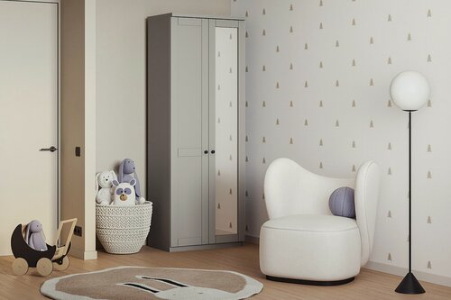 Изображение товара Шкаф распашной МебельЛэнд24 София РАХ - 8 МДФ Кашемир 80x50x260 бежевый для одежды двухдверный с зеркалом