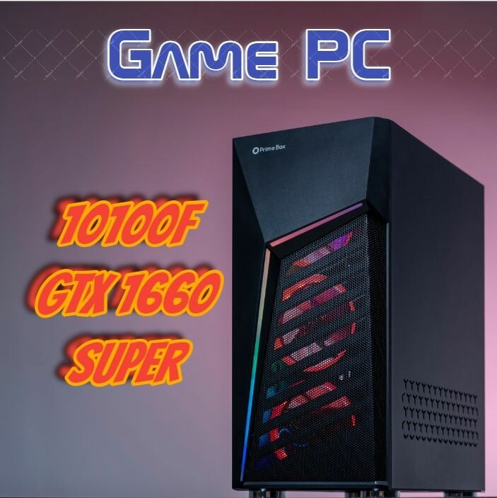 Системный блок игровой компьютер (Intel Core i3-10100F, RAM 16 ГБ, SSD 512 ГБ, NVIDIA GeForce GTX 1660 Super (6 Гб), Windows 10 Pro)