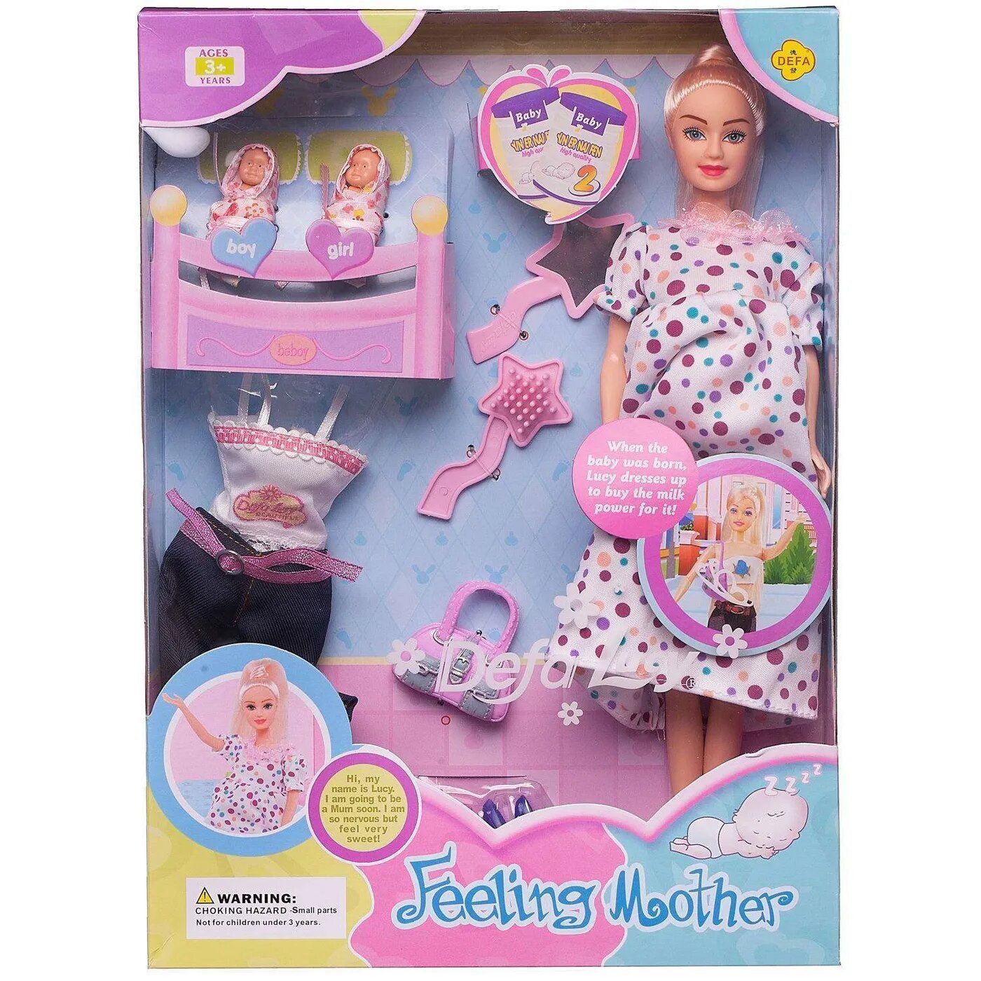 Игровой набор ABTOYS Куклы Defa Lucy Мама с малышами и игровыми предметами