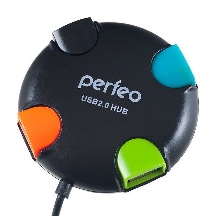 Разветвитель USB (Hub) Perfeo PF-VI-H020, 4 порта, USB 2.0, чёрный (комплект из 3 шт)