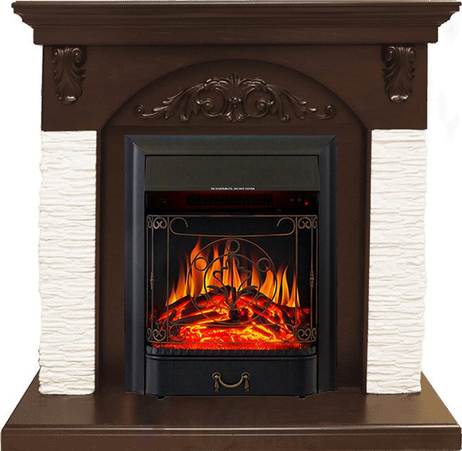 Каминокомплект Royal Flame Bern Сланец мелкий белый / Темный дуб с очагом Majestic FX Black