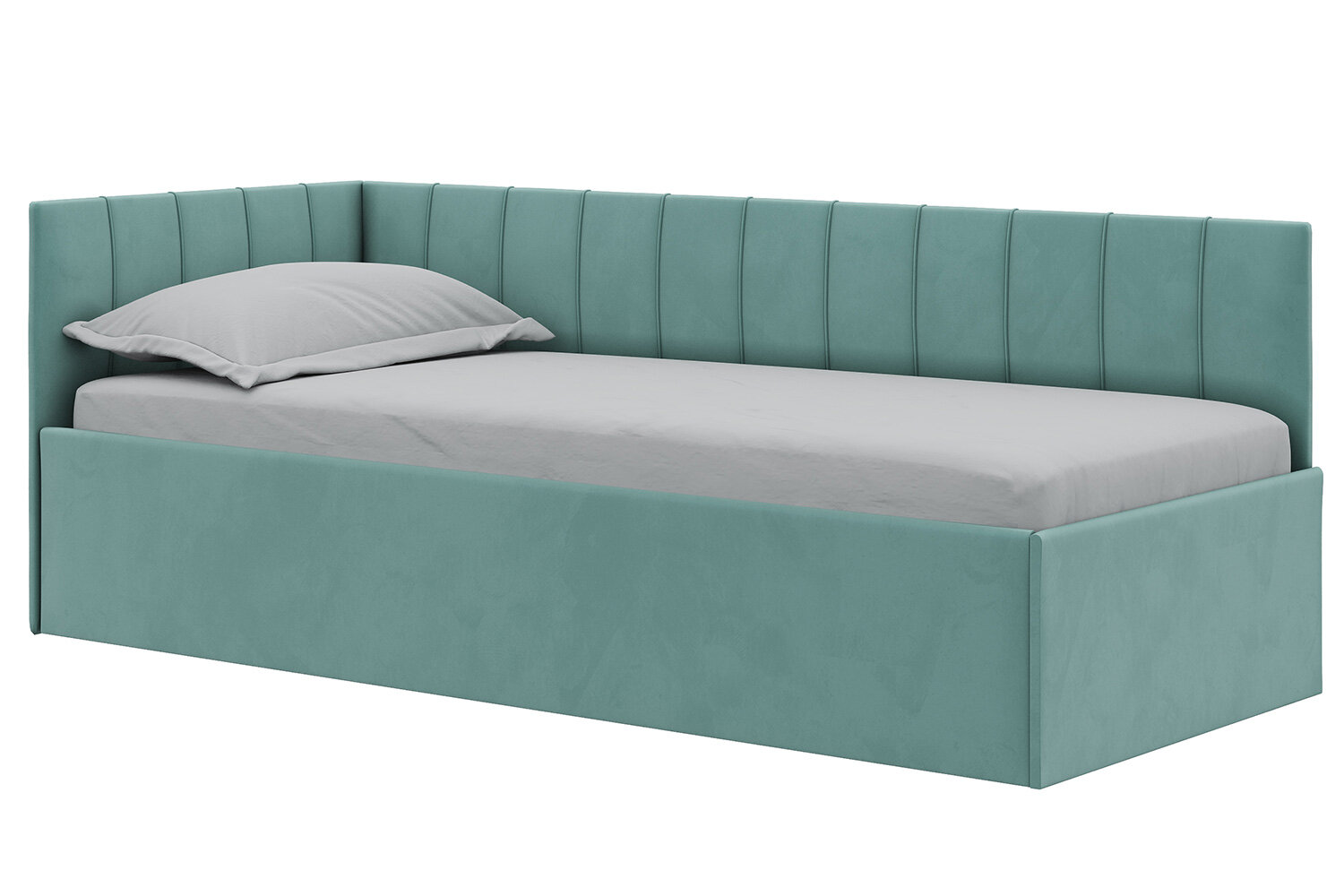 Кровать одинарная мягкая мика 900 ИЖ.091.104.00.00.00, 90х200 см, светло-зелёный (Velutto 14)
