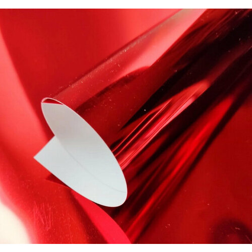 Термотрансферная плёнка с зеркальным эффектом, цвет Красный металлик, размер 25х50см, продается в рулоне. термотрансферная плёнка flock 301 008 красный