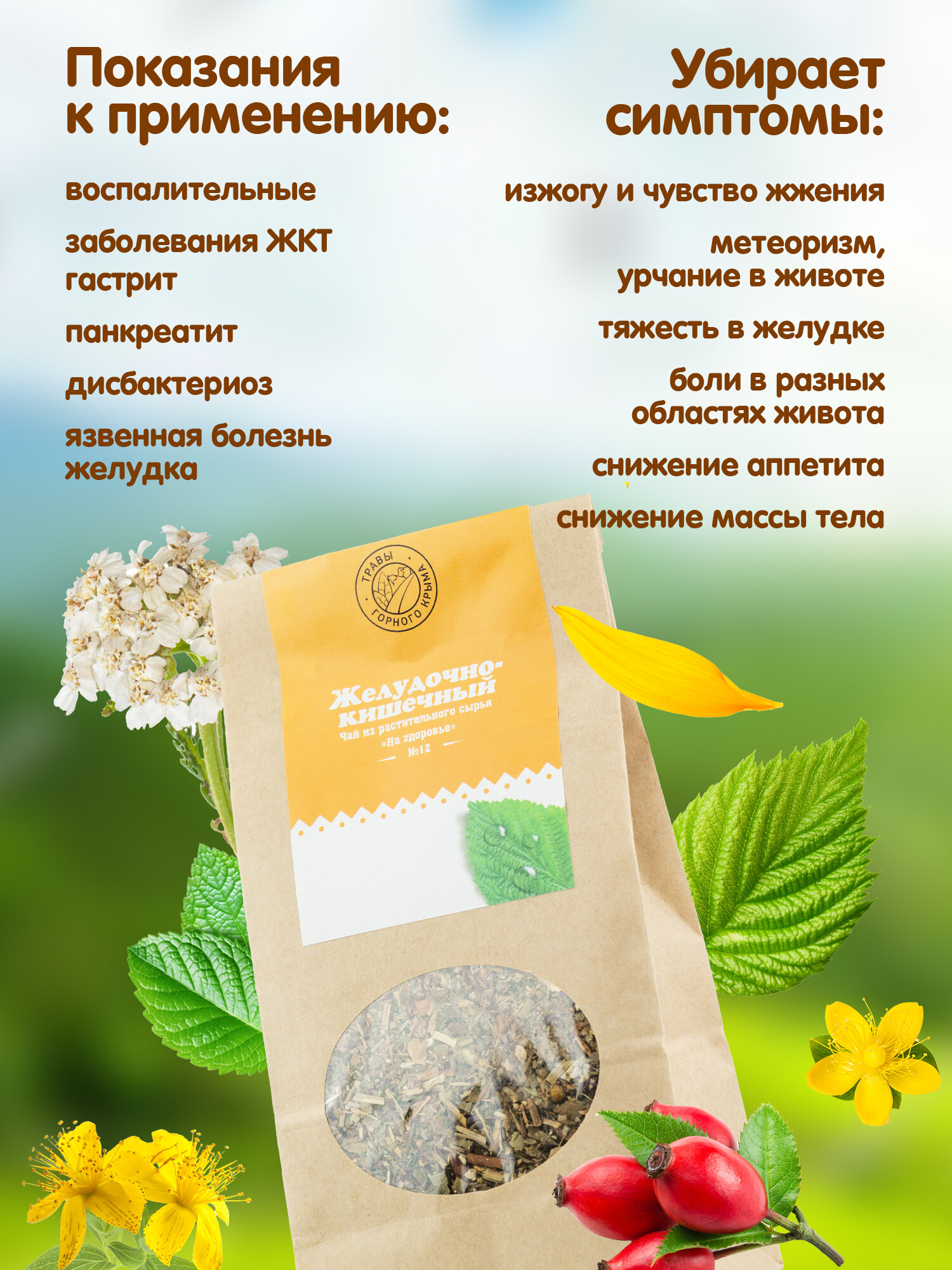 Травяной чай сбор Желудочно-Кишечный Травы Горного Крыма, 100 гр