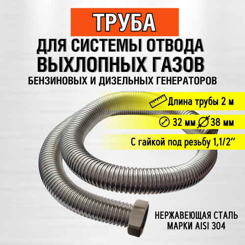 Труба 2м (гайка 1,1/2) Труба отвода выхлопных газов пластиковая круглая решетка для выхлопных газов