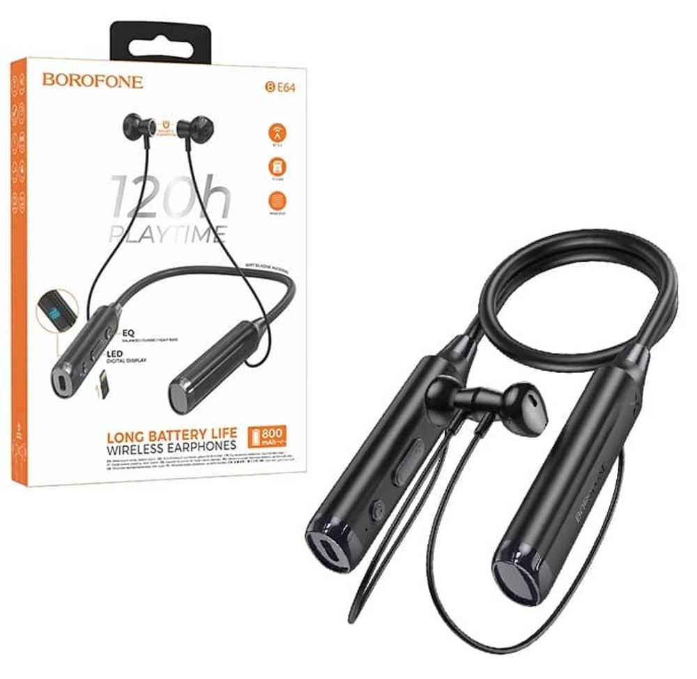 Наушники bluetooth BOROFONE BE64 Perfect neckband (чёрный)