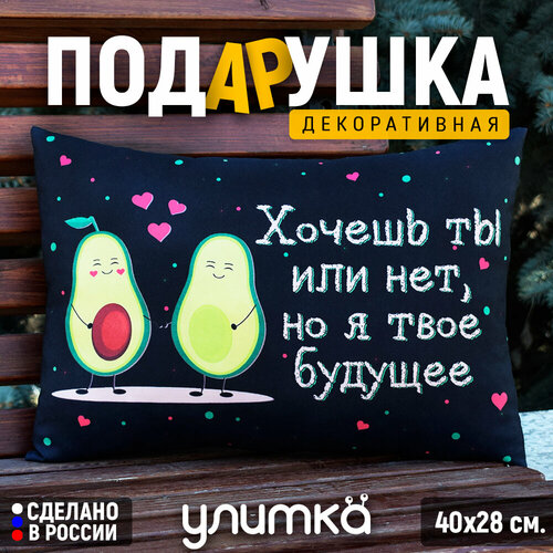Подушка декоративная подарочная с надписью Хочешь ты или нет но я твоё будущее Подарок любимой девушке или парню на день рождения 1200₽